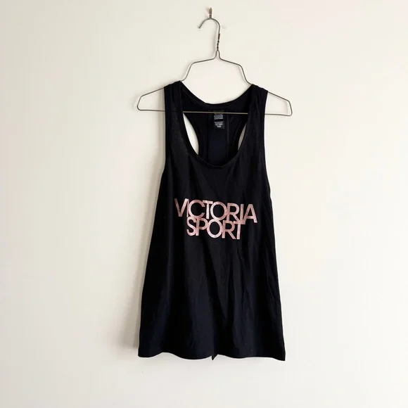 Victoria’s Secret Sport Tank Top – Size Small – Black with Rose Gold Logo - Picture 3 of 4